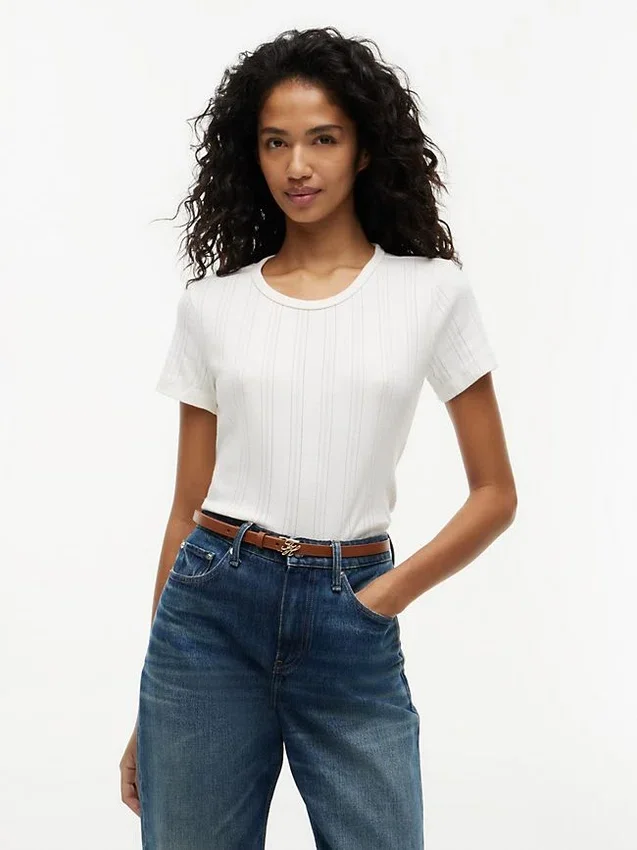 Slim Fit Pointelle Crewneck T-Shirt Slim Fit Pointelle Crewneck T-Shirt