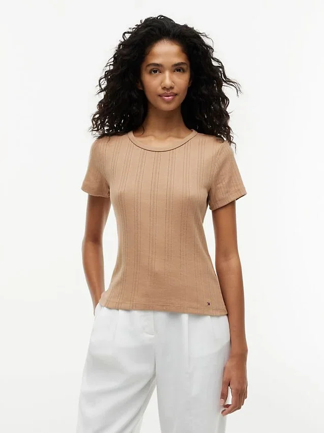 Slim Fit Pointelle Crewneck T-Shirt Slim Fit Pointelle Crewneck T-Shirt