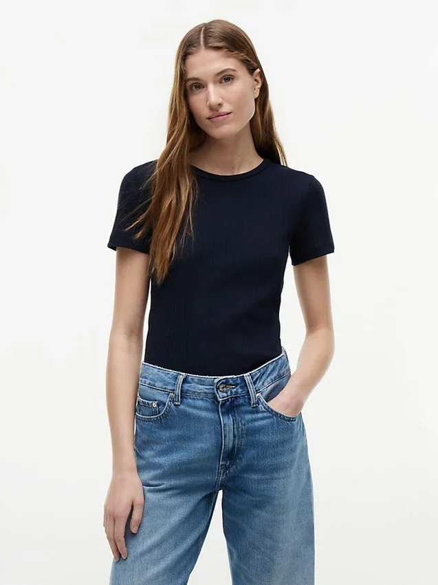 Slim Fit Pointelle Crewneck T-Shirt Slim Fit Pointelle Crewneck T-Shirt