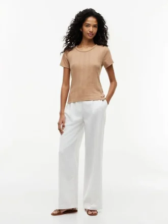 Slim Fit Pointelle Crewneck T-Shirt