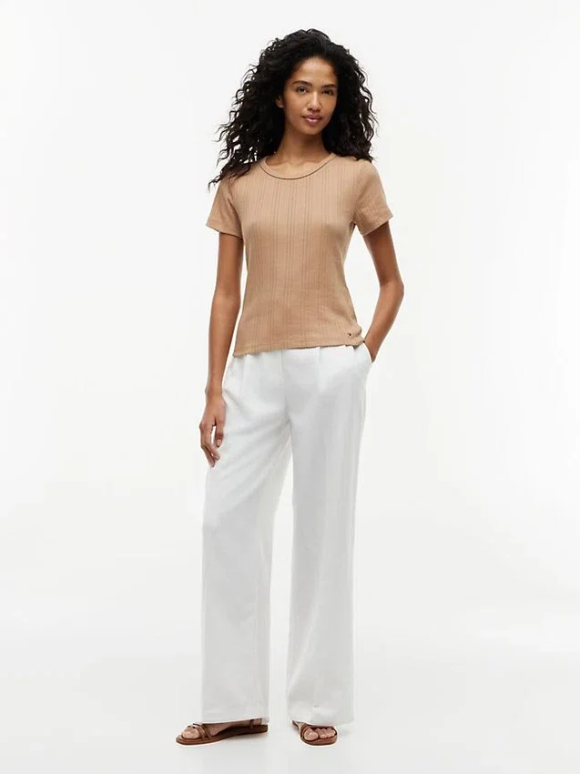 Slim Fit Pointelle Crewneck T-Shirt Slim Fit Pointelle Crewneck T-Shirt