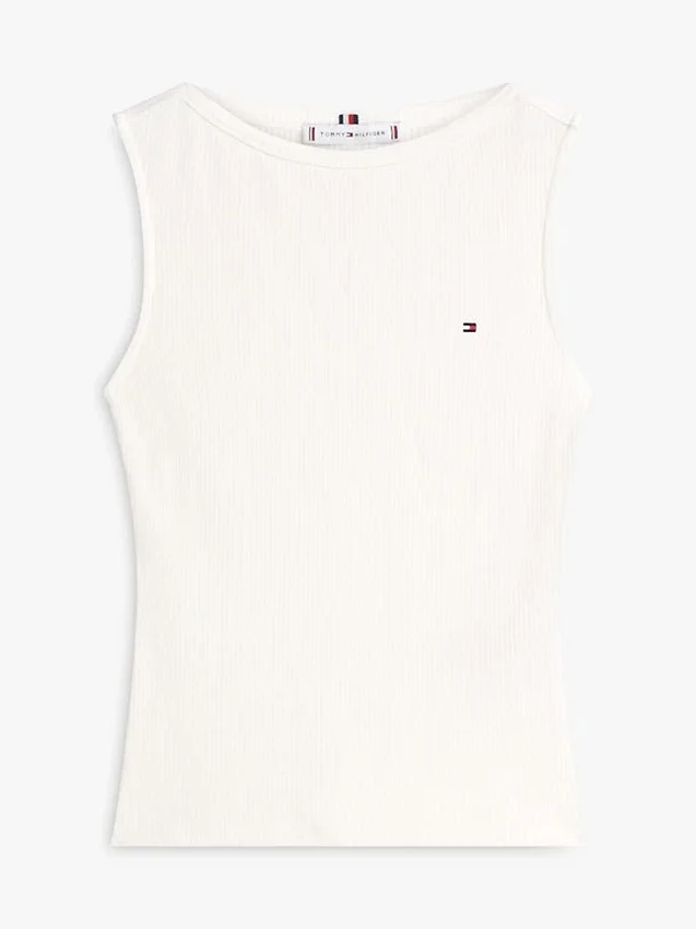 Slim Fit Rib-Knit Boatneck Tank Top Slim Fit Rib-Knit Boatneck Tank Top