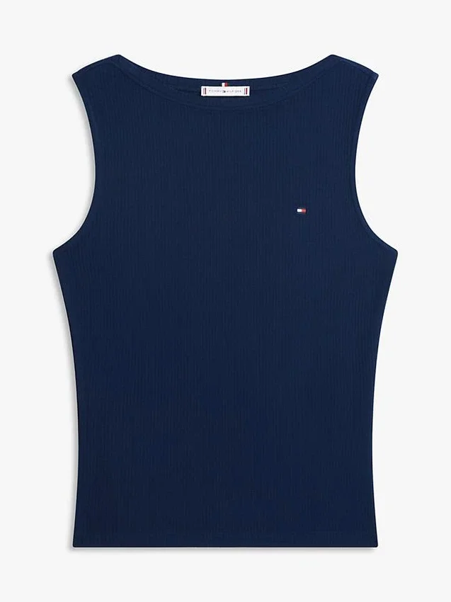 Slim Fit Rib-Knit Boatneck Tank Top Slim Fit Rib-Knit Boatneck Tank Top