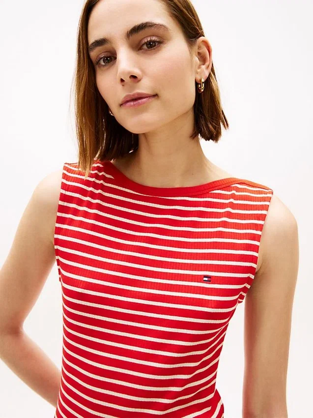 Slim Fit Stripe Boatneck Midi Dress Slim Fit Stripe Boatneck Midi Dress