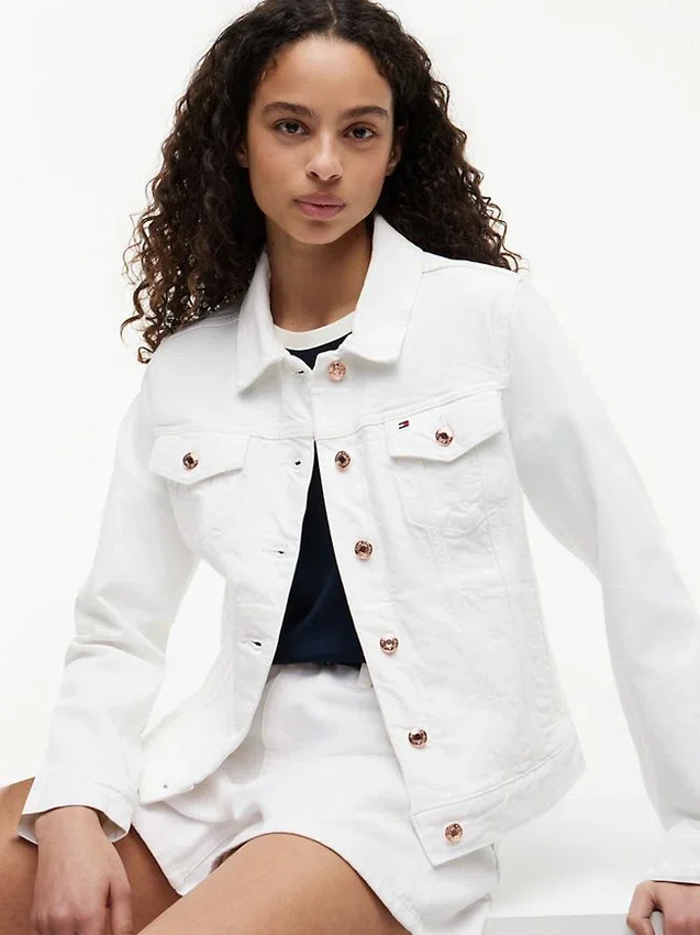 Slim Fit White Stretch-Denim Jacket Slim Fit White Stretch-Denim Jacket