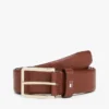 Square-Buckle Pebbled Leather Belt