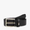 Square-Buckle Pebbled Leather Belt