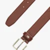 Square-Buckle Pebbled Leather Belt