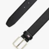 Square-Buckle Pebbled Leather Belt