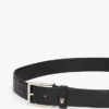 Square-Buckle Pebbled Leather Belt