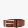 Square-Buckle Pebbled Leather Belt