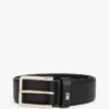 Square-Buckle Pebbled Leather Belt