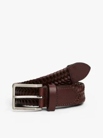 Square Buckle Woven Leather Belt