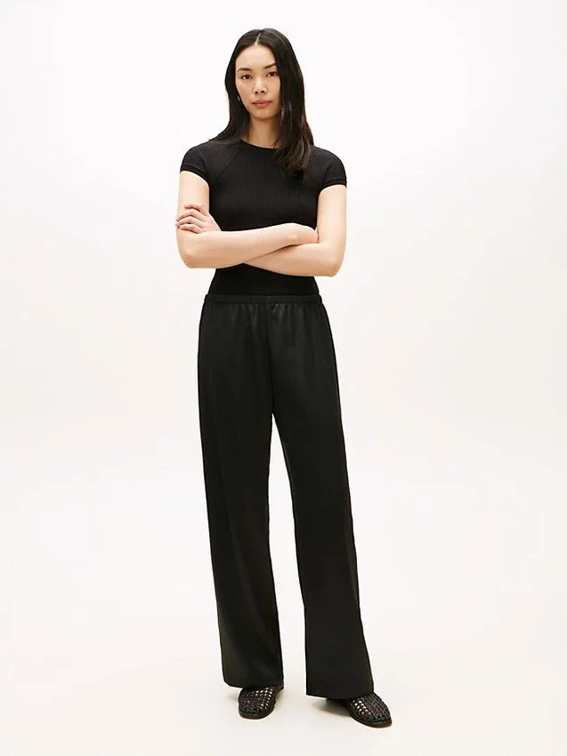 Stretch Satin Pull-On Wide-Leg Pant Stretch Satin Pull-On Wide-Leg Pant