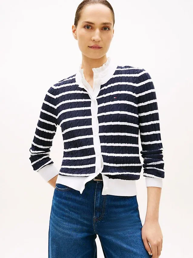 Stripe Cable Knit Cardigan Stripe Cable Knit Cardigan