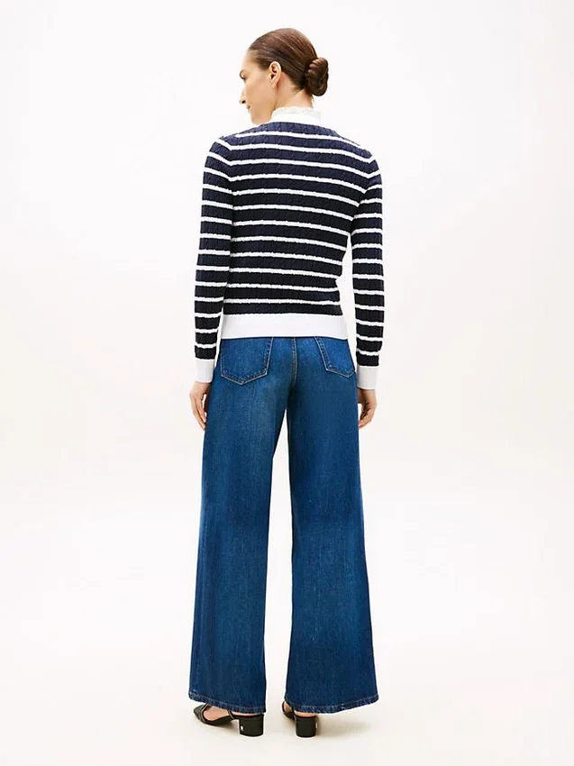 Stripe Cable Knit Cardigan Stripe Cable Knit Cardigan