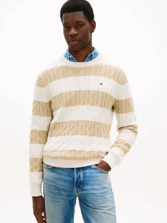 Stripe Cable Knit Sweater