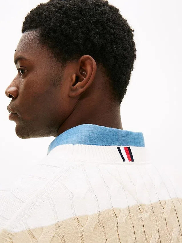 Stripe Cable Knit Sweater Stripe Cable Knit Sweater