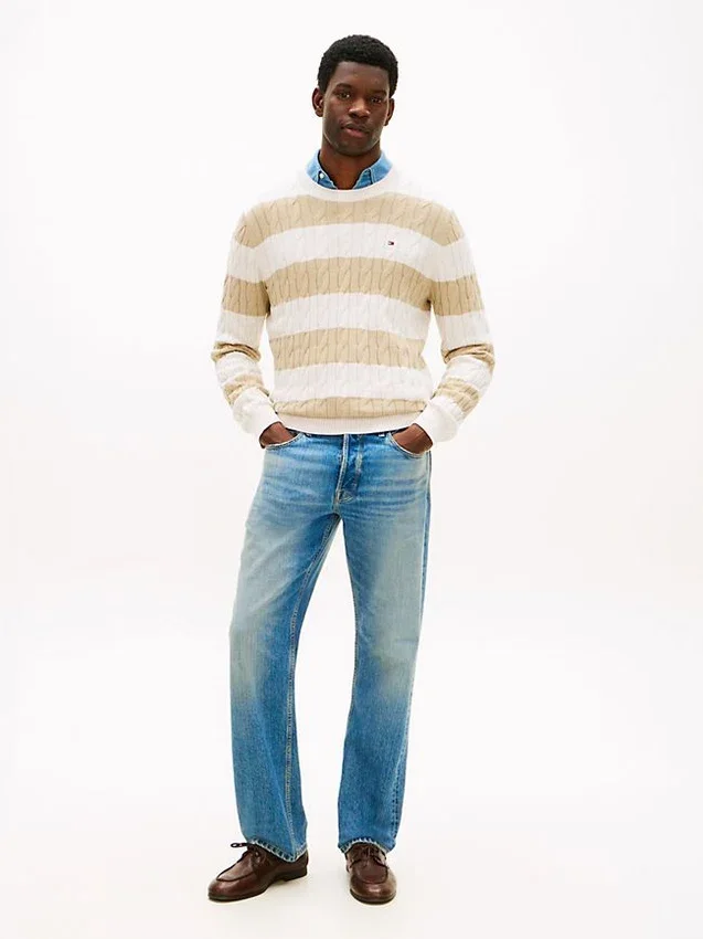Stripe Cable Knit Sweater Stripe Cable Knit Sweater