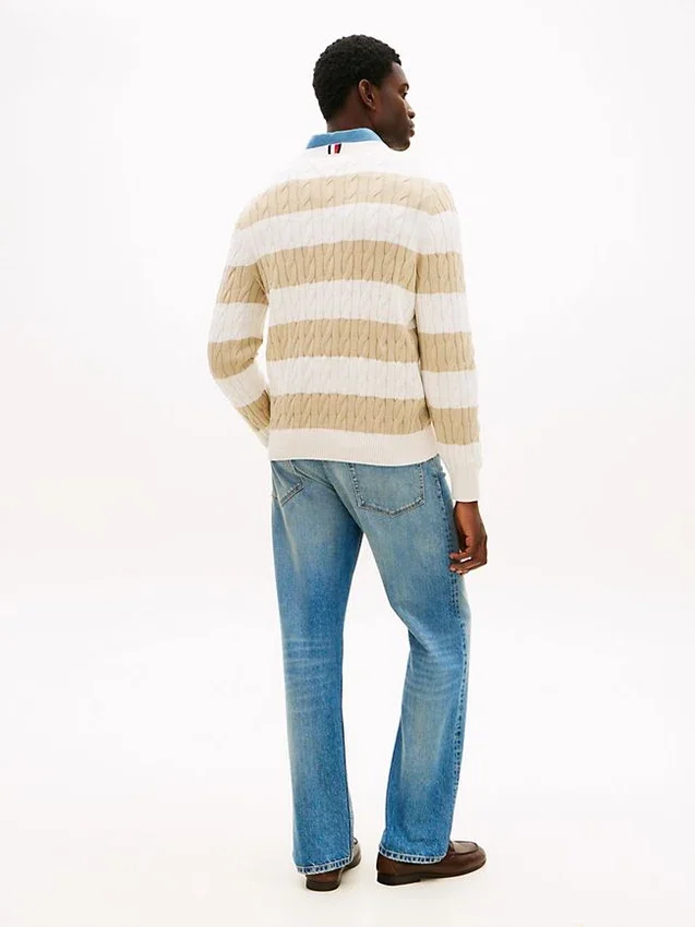 Stripe Cable Knit Sweater Stripe Cable Knit Sweater