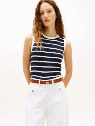 Stripe Cable Knit Sweater Vest