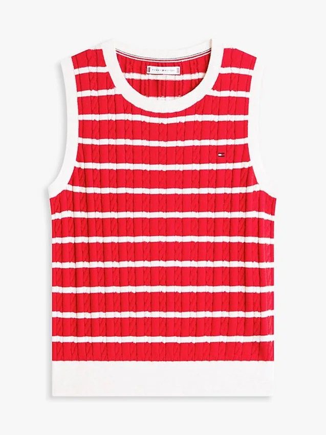 Stripe Cable Knit Sweater Vest Stripe Cable Knit Sweater Vest