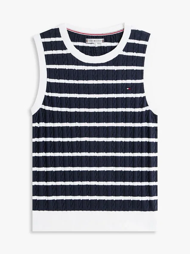 Stripe Cable Knit Sweater Vest Stripe Cable Knit Sweater Vest