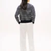 Stripe Gold-Button Boatneck Sweatshirt Stripe Gold-Button Boatneck Sweatshirt