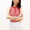 Stripe Gold-Button Henley Tank Top Stripe Gold-Button Henley Tank Top