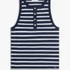 Stripe Gold-Button Henley Tank Top Stripe Gold-Button Henley Tank Top