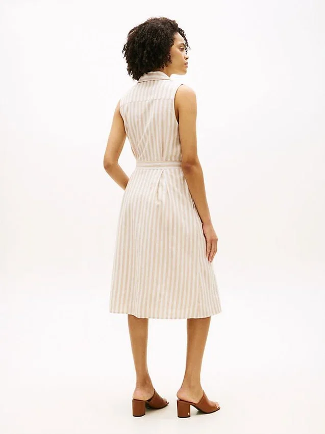 Stripe Linen-Cotton Blend Shirtdress Stripe Linen-Cotton Blend Shirtdress