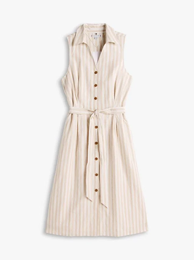 Stripe Linen-Cotton Blend Shirtdress Stripe Linen-Cotton Blend Shirtdress