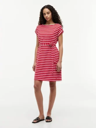 Striped Belted Stretch-Cotton Dress