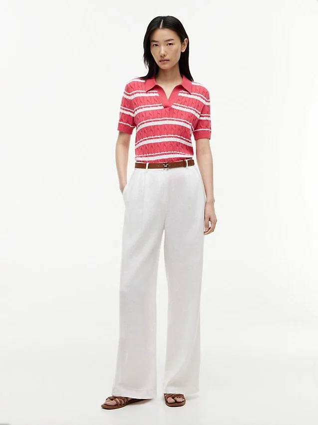 Striped Cable Knit Sweater Polo Striped Cable Knit Sweater Polo