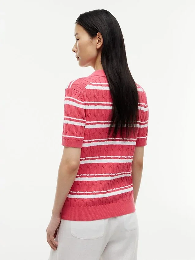 Striped Cable Knit Sweater Polo Striped Cable Knit Sweater Polo