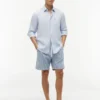 Striped Cotton-Linen Blend 7″ Short