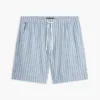 Striped Cotton-Linen Blend 7″ Short