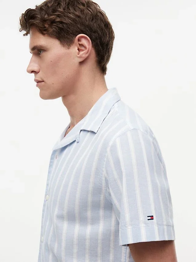 Striped Cotton-Linen Blend Camp Shirt Striped Cotton-Linen Blend Camp Shirt