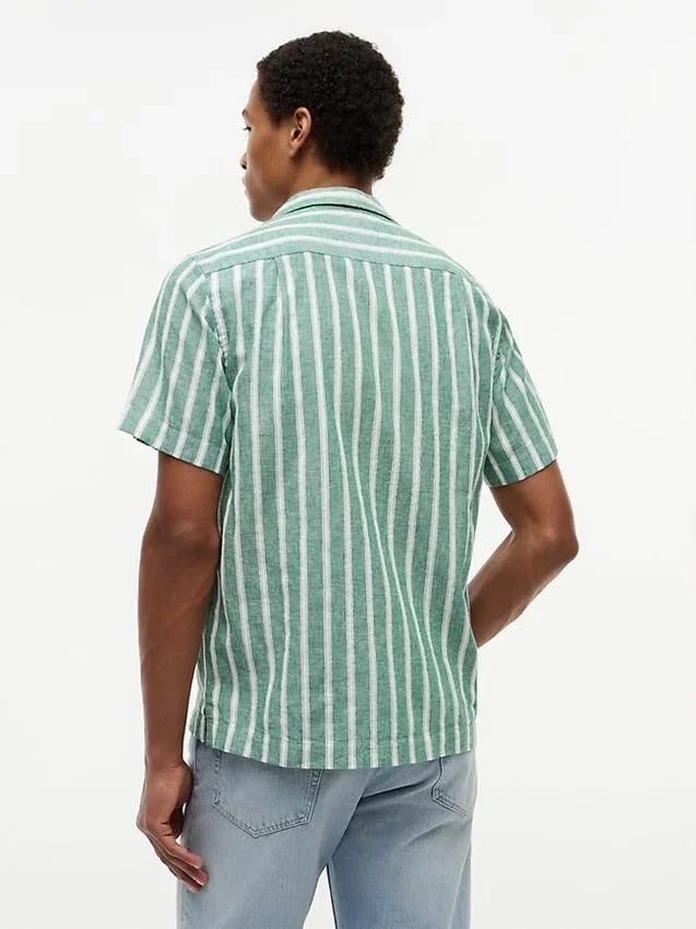 Striped Cotton-Linen Blend Camp Shirt Striped Cotton-Linen Blend Camp Shirt