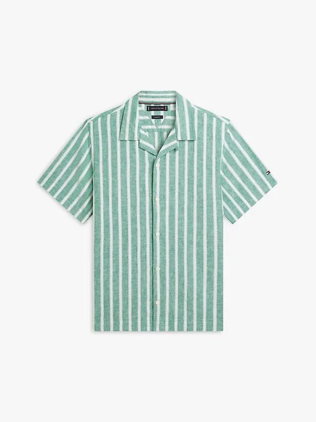 Striped Cotton-Linen Blend Camp Shirt Striped Cotton-Linen Blend Camp Shirt