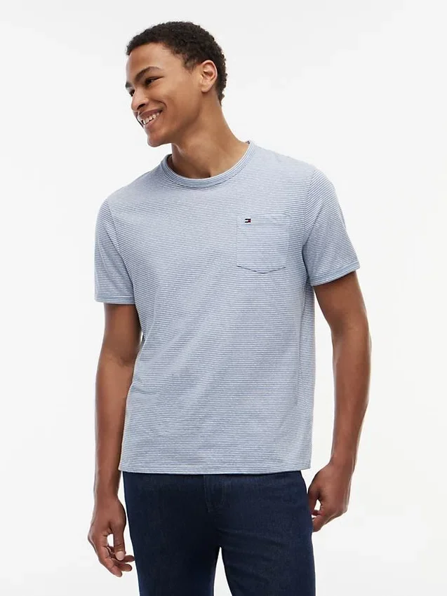 Striped Linen-Blend Pocket T-Shirt Striped Linen-Blend Pocket T-Shirt