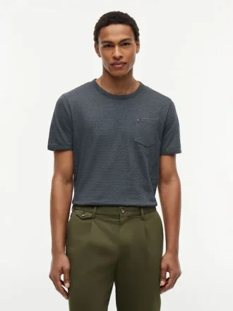 Striped Linen-Blend Pocket T-Shirt