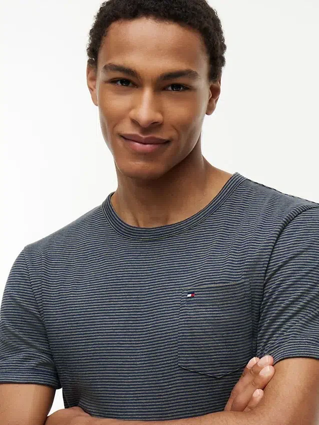 Striped Linen-Blend Pocket T-Shirt Striped Linen-Blend Pocket T-Shirt