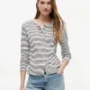 Striped Pointelle Cardigan T-Shirt Striped Pointelle Cardigan T-Shirt