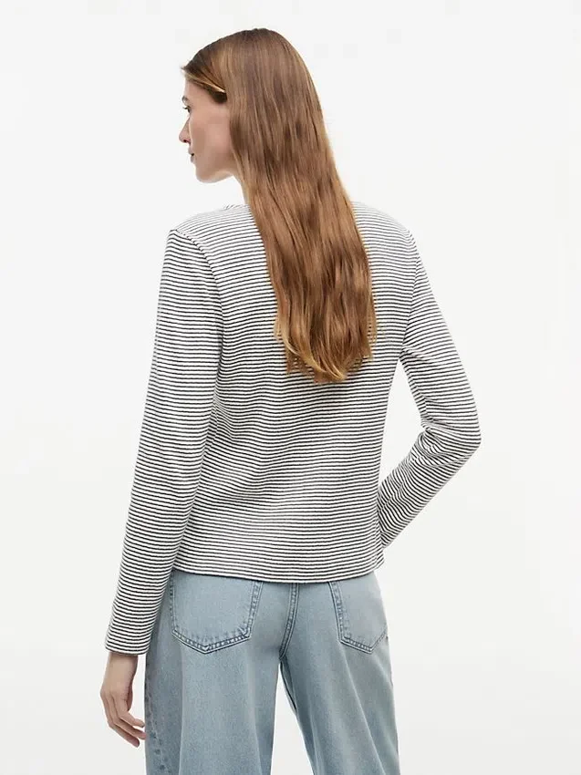 Striped Pointelle Cardigan T-Shirt Striped Pointelle Cardigan T-Shirt