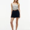 Striped Pointelle Square-Neck Tank Top