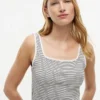 Striped Pointelle Square-Neck Tank Top