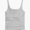 Striped Pointelle Square-Neck Tank Top