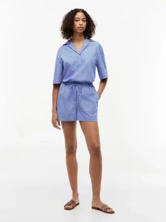 Striped Poplin Pull-On Short