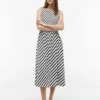 Striped Shirred Crepe Maxi Dress Striped Shirred Crepe Maxi Dress